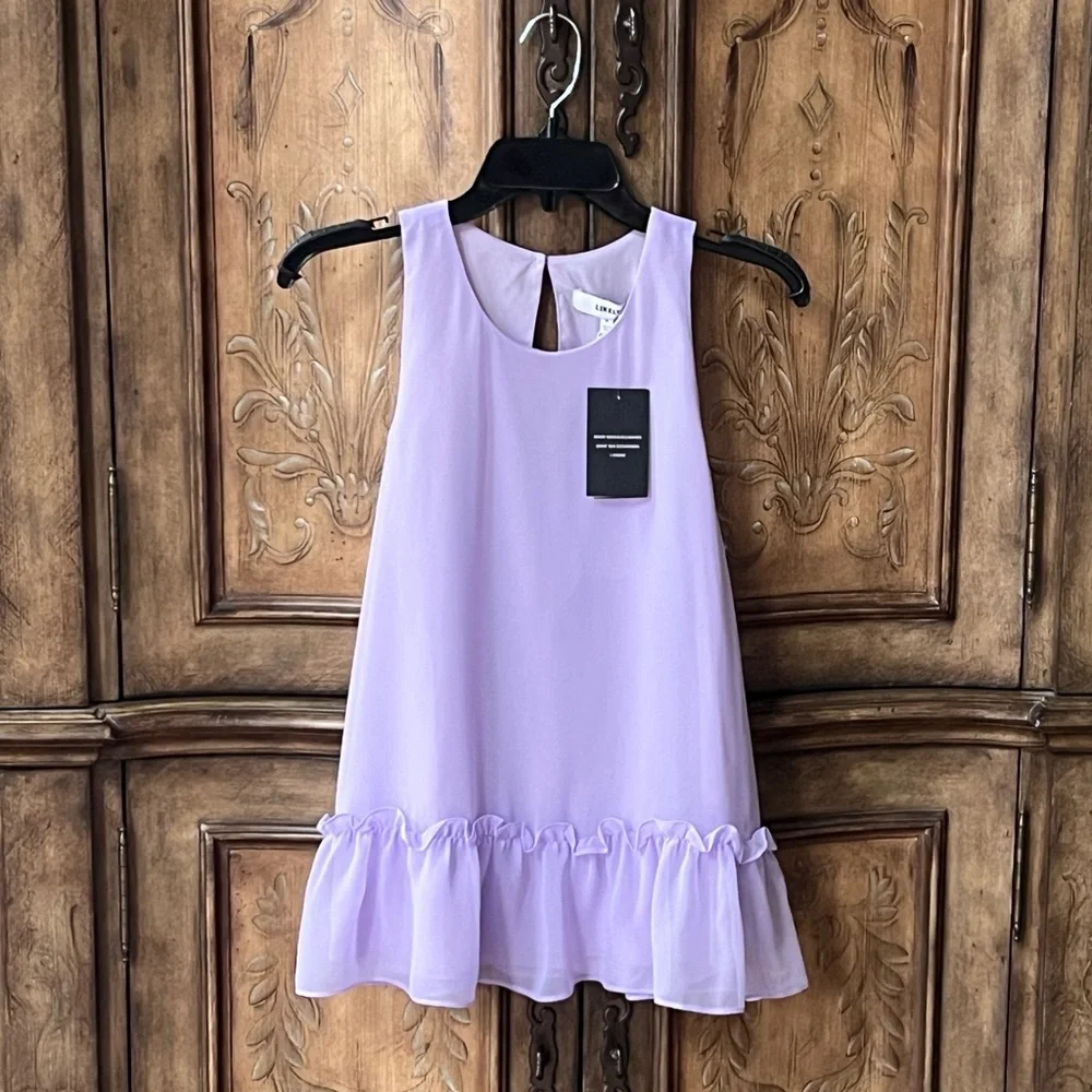 Likely NWT Women’s Sleeveless Pastel Lavender Ruffle Hem Blouse Sz 6 - Picture 14 of 14
